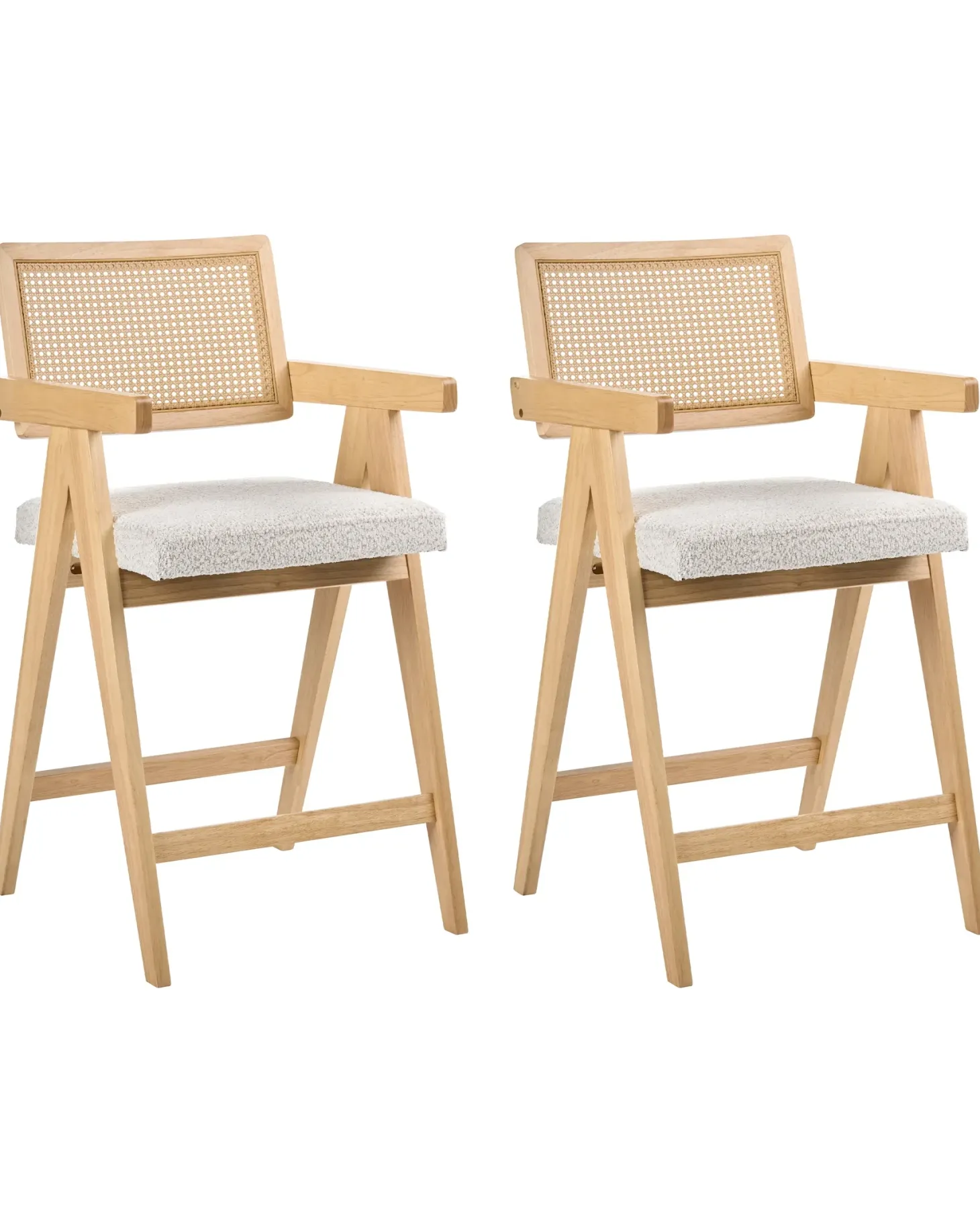 Sæt med 2 barstole AVA Træ Lysebrun/beige