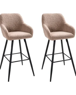 Sæt med 2 barstole CASMALIA Boucle Brungrå