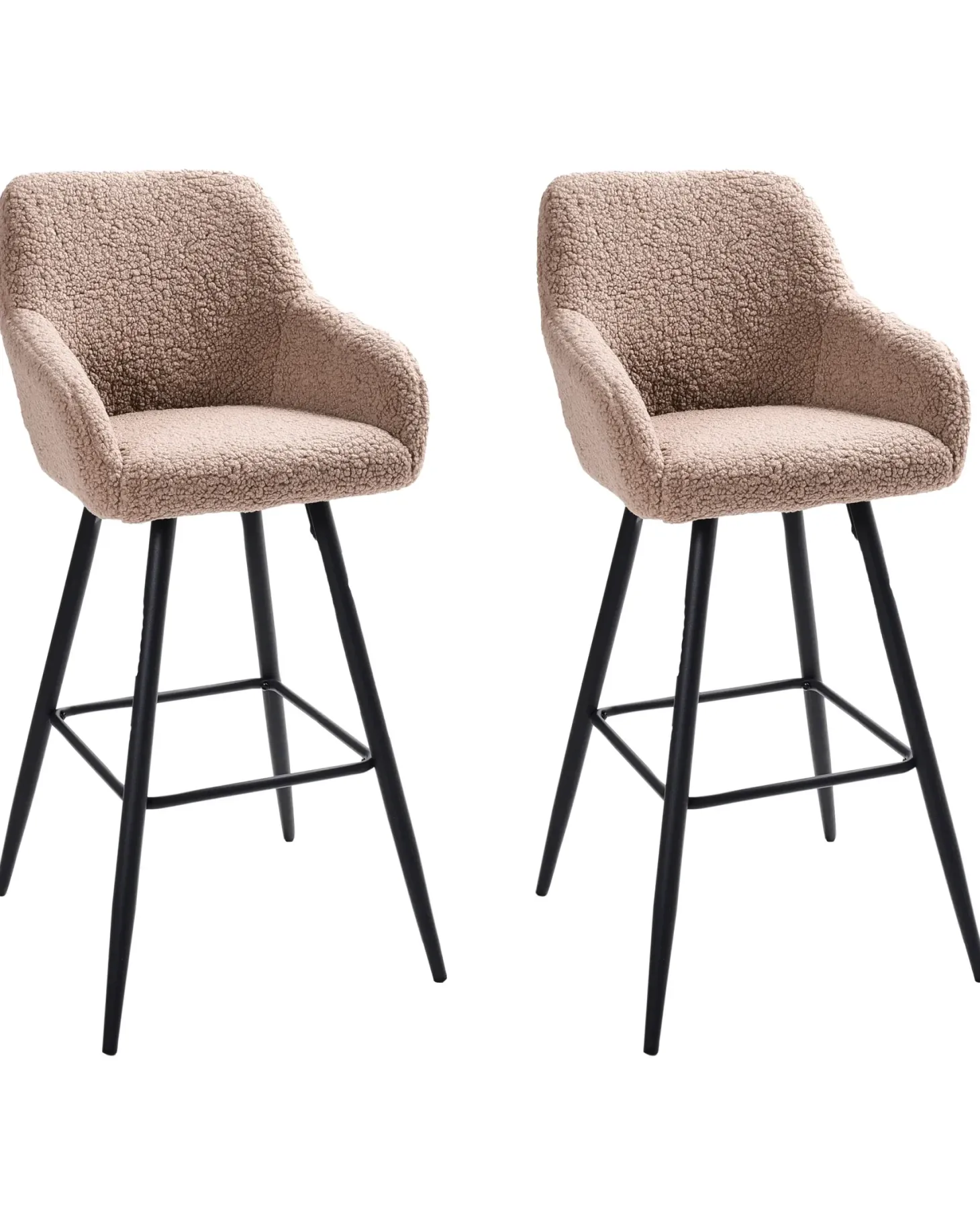 Sæt med 2 barstole CASMALIA Boucle Brungrå