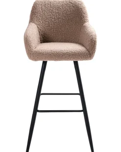 Sæt med 2 barstole CASMALIA Boucle Brungrå