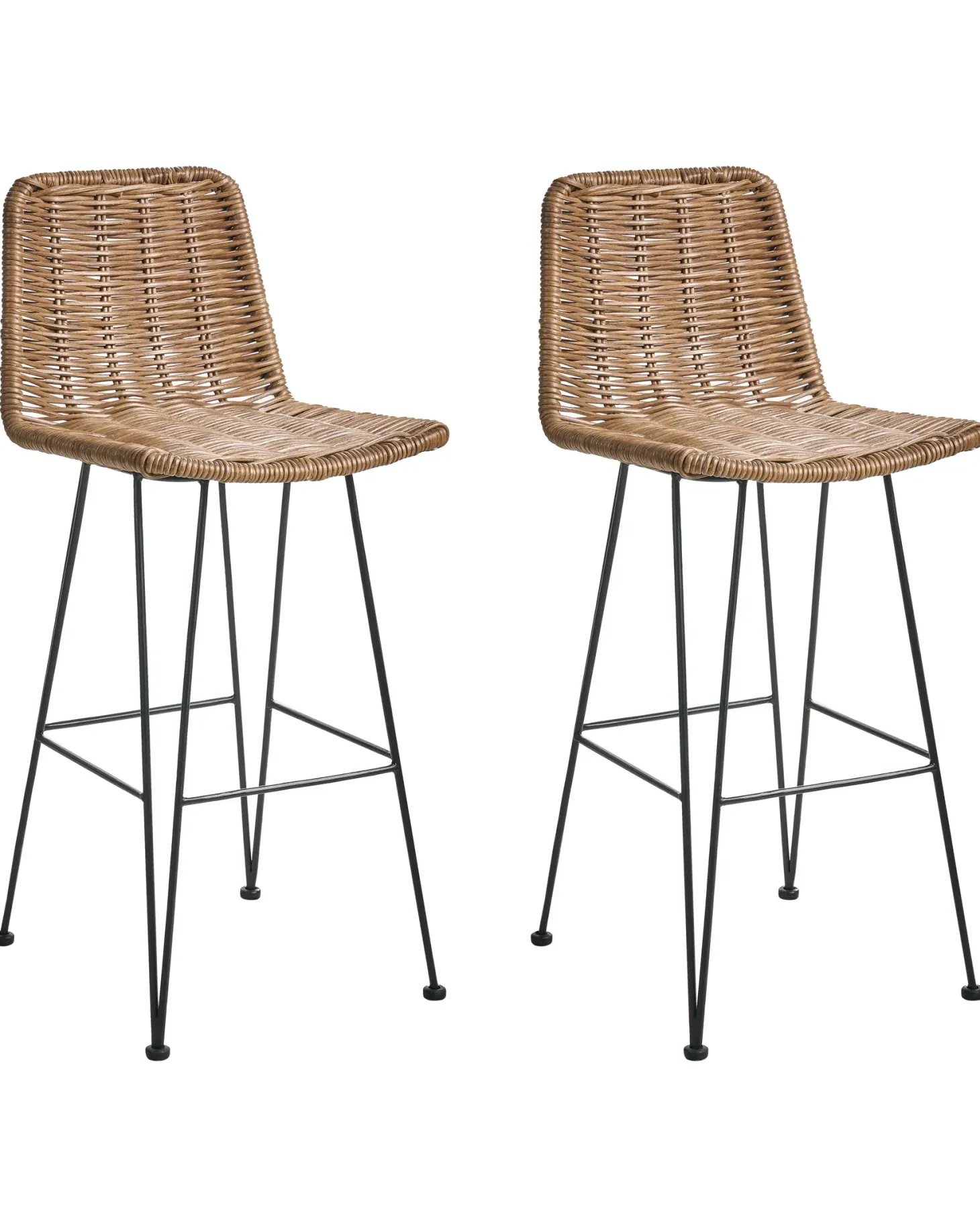 Sæt med 2 barstole CASSITA Rattan Brun