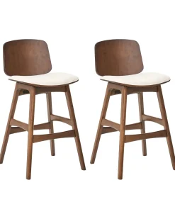 Sæt med 2 barstole CHARLESTON Træ Brun/lys beige