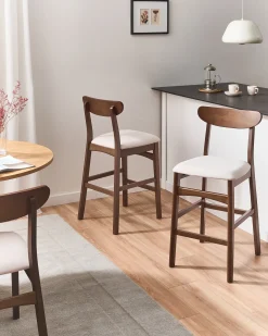 Sæt med 2 barstole DOYLE Træ Brun/lys beige