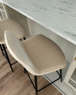 Sæt med 2 barstole DUBROVNIK Boucle Lys Beige