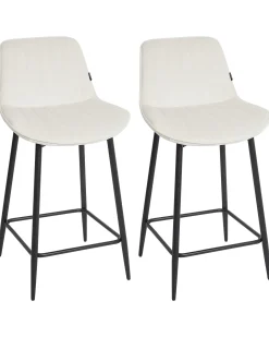 Sæt med 2 barstole DUBROVNIK Velour Lys Beige