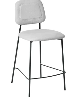 Sæt med 2 barstole DUETTE Kunstlinned Lysegrå