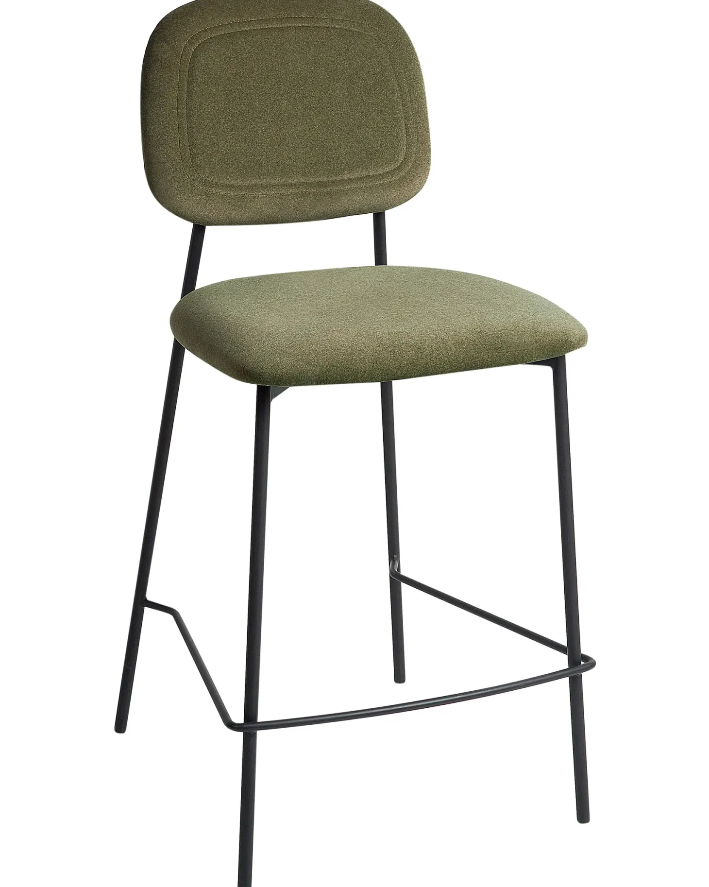 Sæt med 2 barstole DUETTE Velour Olivengrøn