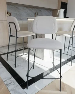 Sæt med 2 barstole DUETTE Velour Lys Beige