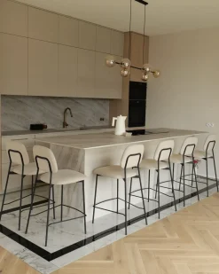 Sæt med 2 barstole DUETTE Velour Lys Beige