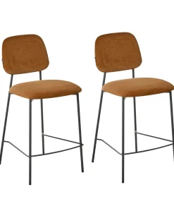 Sæt med 2 barstole DUETTE Velour Guldbrun