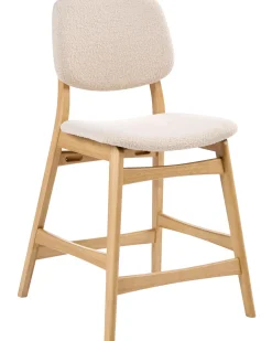 Sæt med 2 barstole ELAINE Boucle Lysebrun/beige