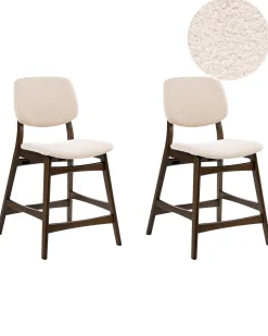 Sæt med 2 barstole ELAINE Boucle Brun/lys beige