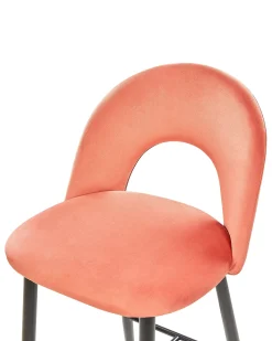 Sæt med 2 barstole FALTON Velour Koralrød