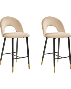 Sæt med 2 barstole FALTON Velour Beige