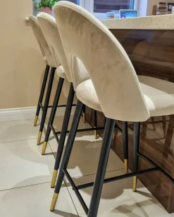 Sæt med 2 barstole FALTON Velour Beige
