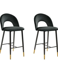 Sæt med 2 barstole FALTON Velour Sort