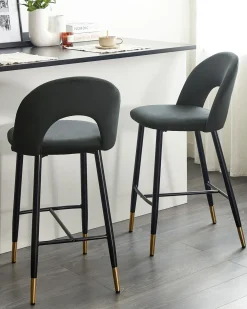 Sæt med 2 barstole FALTON Velour Sort