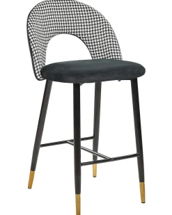 Sæt med 2 barstole FALTON Velour Sort/hvid