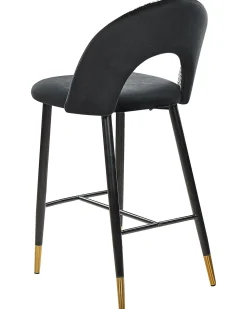 Sæt med 2 barstole FALTON Velour Sort/hvid