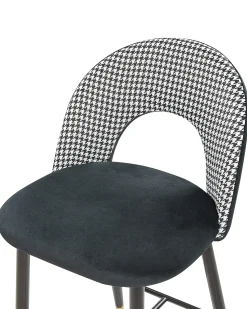 Sæt med 2 barstole FALTON Velour Sort/hvid