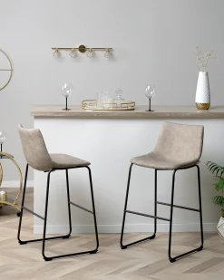 Sæt med 2 barstole FRANKS Beige