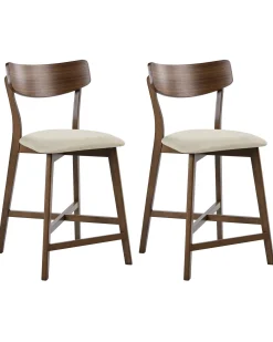 Sæt med 2 barstole HOLLY Træ Brun/beige