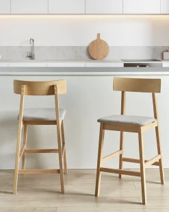 Sæt med 2 barstole ISANTI Træ Lysebrun/taupe