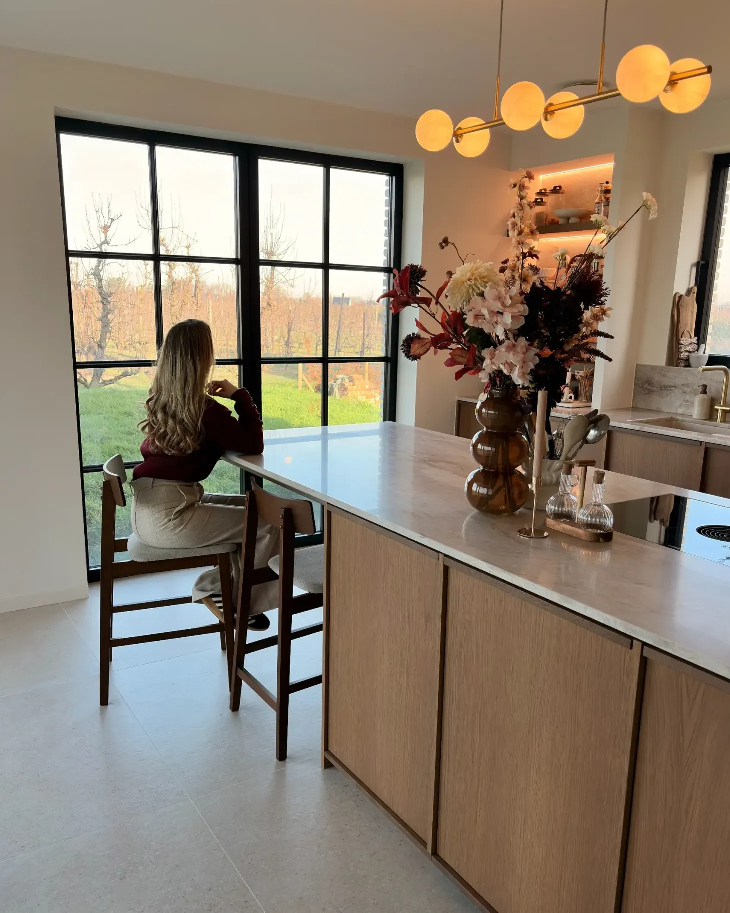 Sæt med 2 barstole ISANTI Træ Mørkebrun/taupe