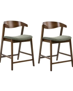 Sæt med 2 barstole LILLY Mørkegrøn/brun