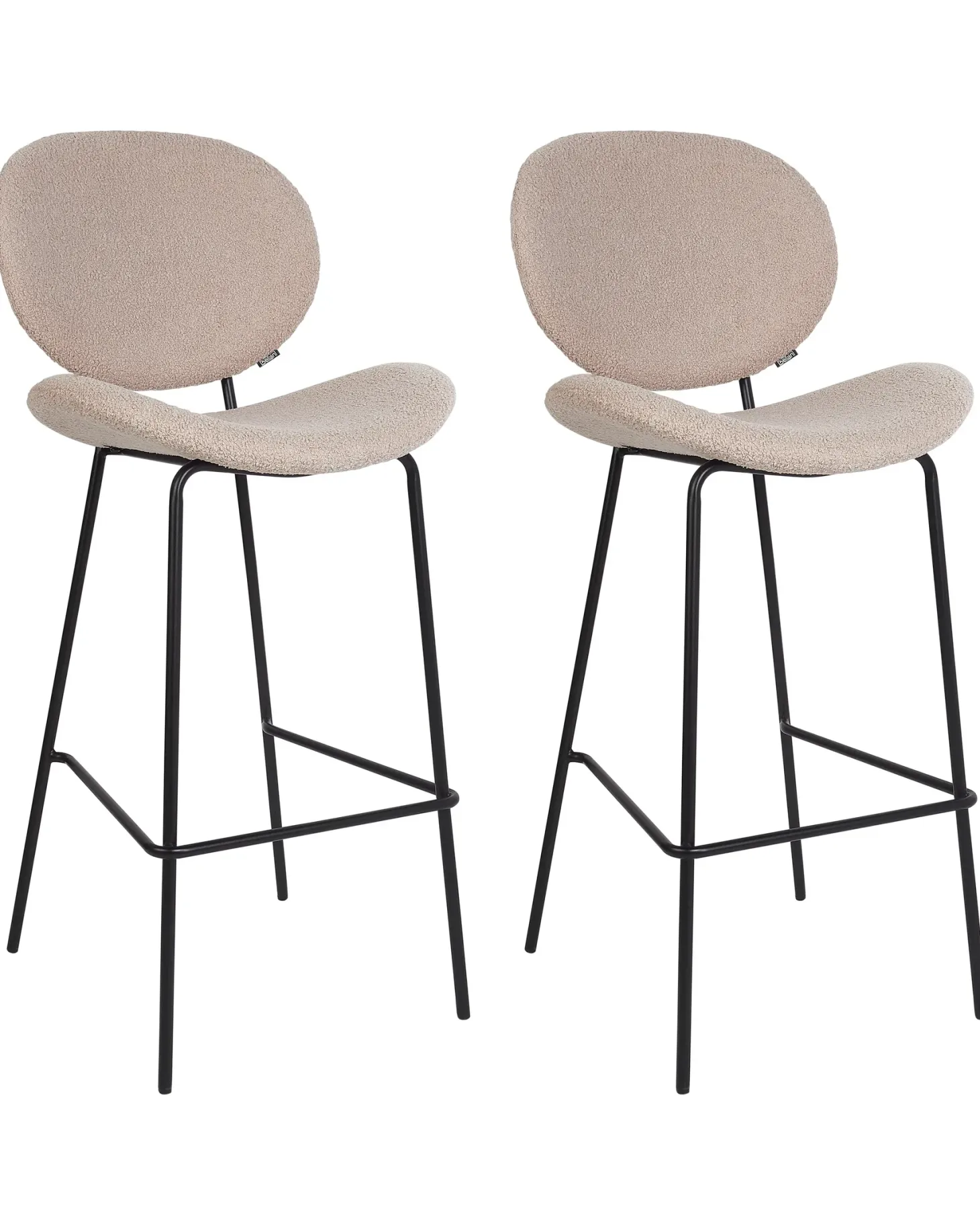 Sæt med 2 barstole LUANA Boucle Lys Beige