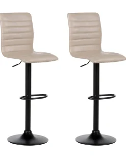 Sæt med 2 barstole LUCERNE Kunstlæder Lys Beige