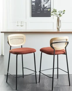 Sæt med 2 barstole MAYETTA Rattan Orange