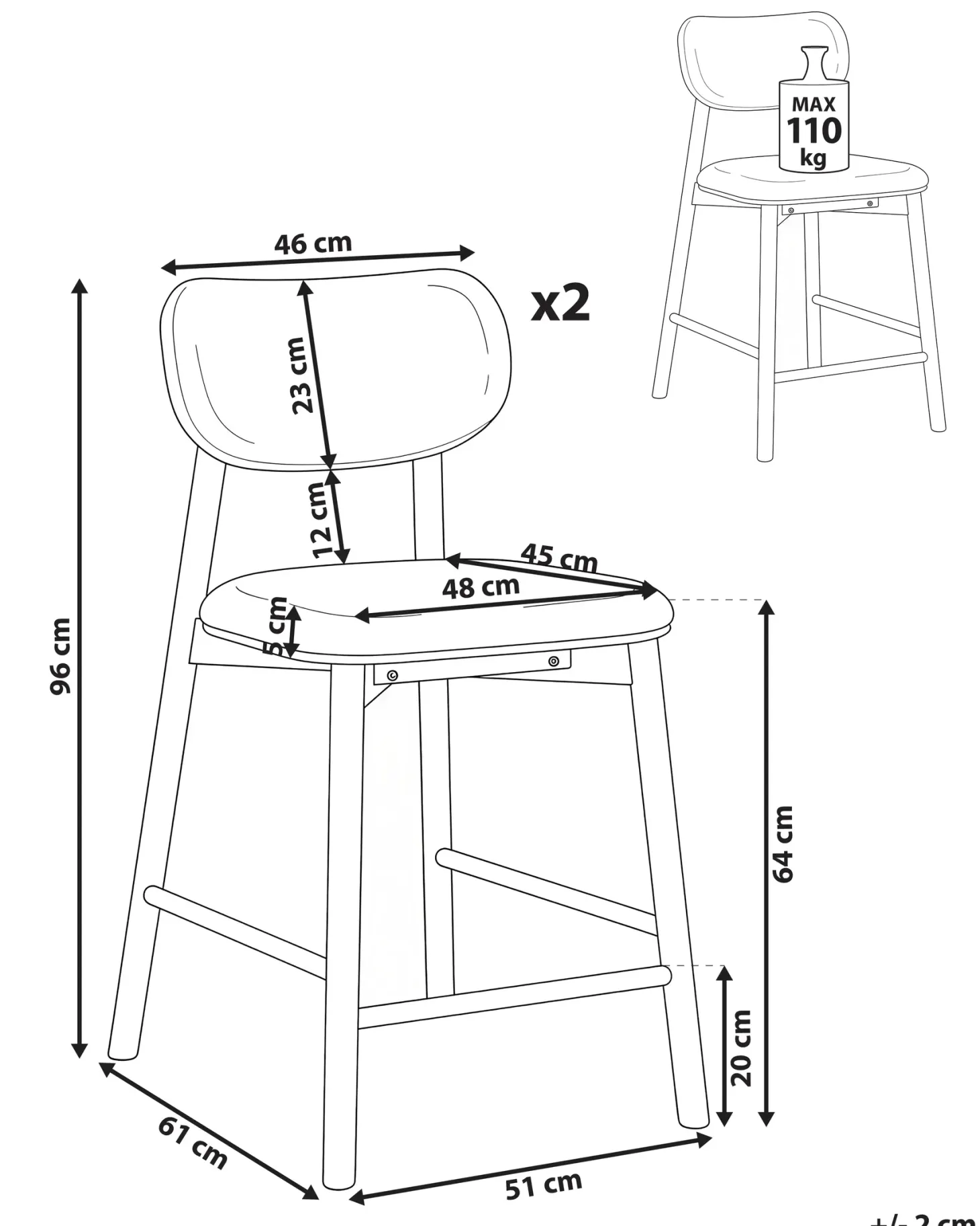 Sæt med 2 barstole MILLS Boucle Brun / Grøn