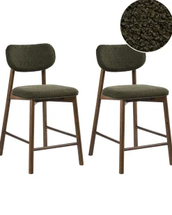Sæt med 2 barstole MILLS Boucle Brun / Grøn