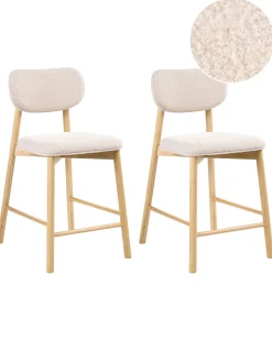 Sæt med 2 barstole MILLS Boucle Lysebrun/beige