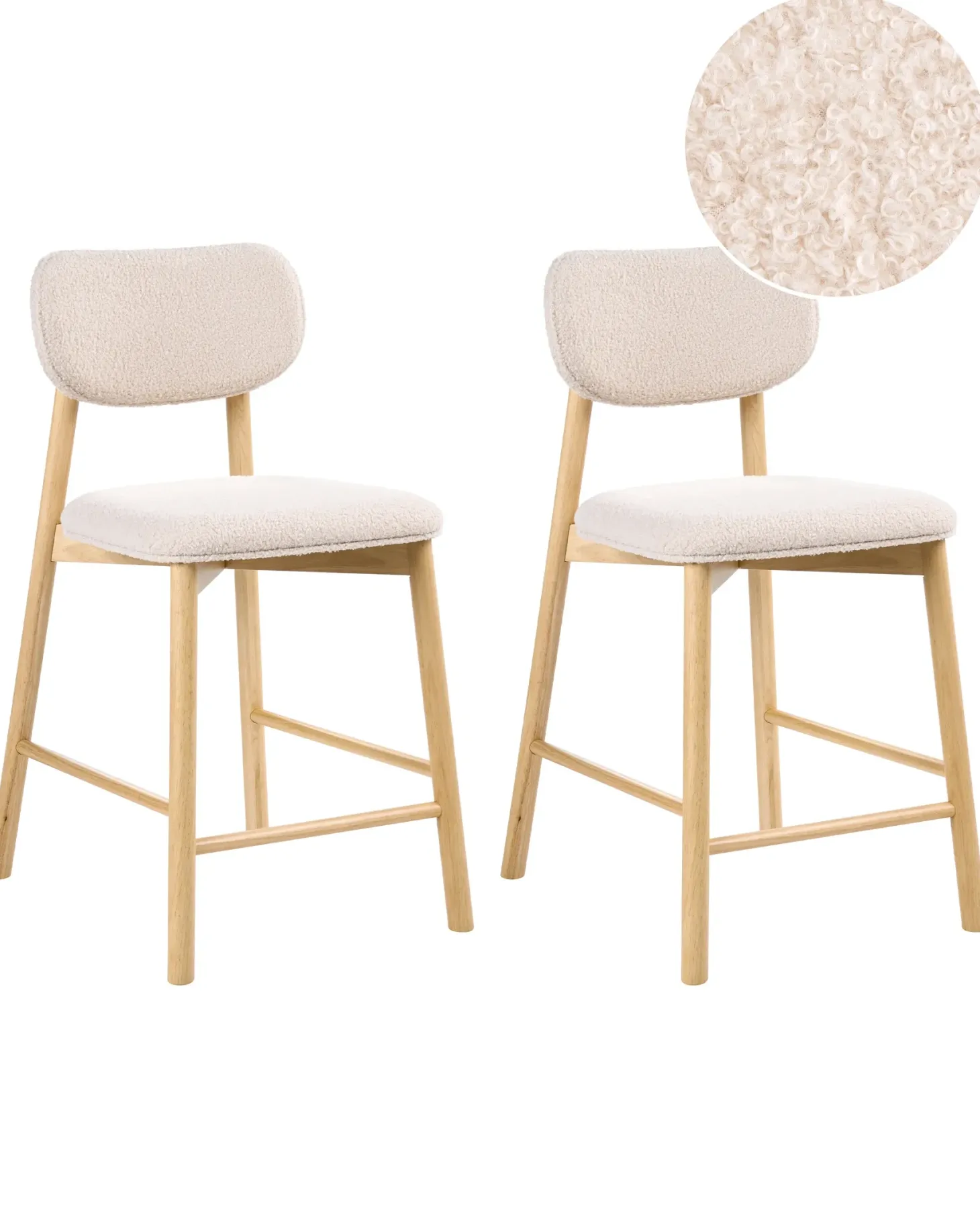 Sæt med 2 barstole MILLS Boucle Lysebrun/beige