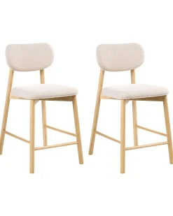 Sæt med 2 barstole MILLS Boucle Lysebrun/beige