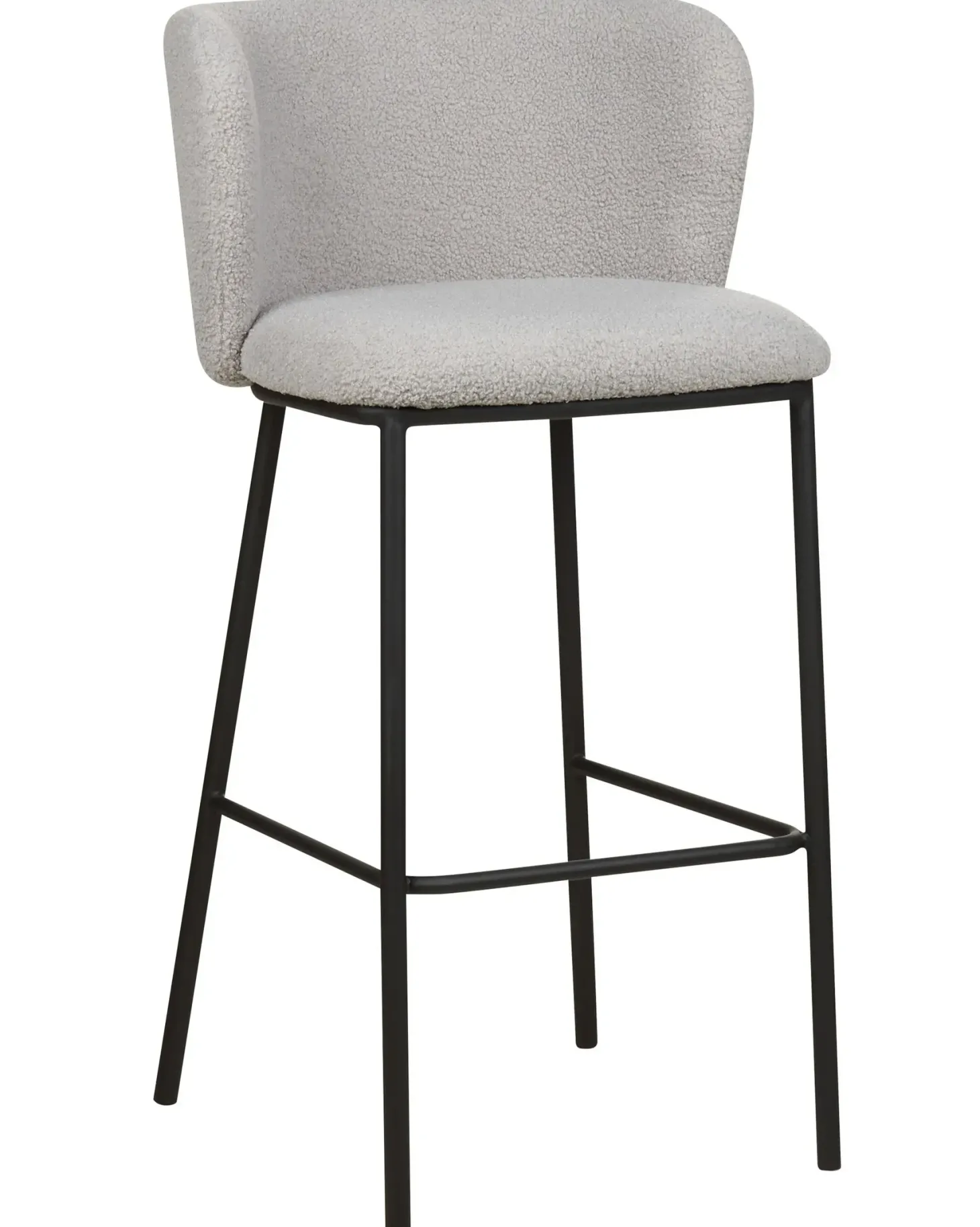 Sæt med 2 barstole MINA Boucle Lysegrå