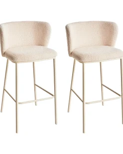 Sæt med 2 barstole MINA II Boucle Lys Beige