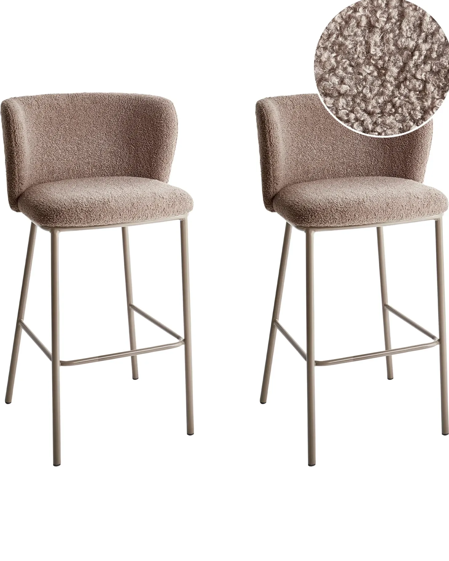 Sæt med 2 barstole MINA II Boucle Brun