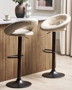 Sæt med 2 barstole PEORIA Kunstlæder Lys Beige