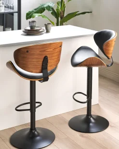 Sæt med 2 barstole ROTTERDAM II Kunstlæder Sort