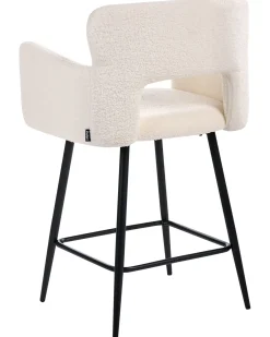 Sæt med 2 barstole SANILAC Boucle Cremehvid