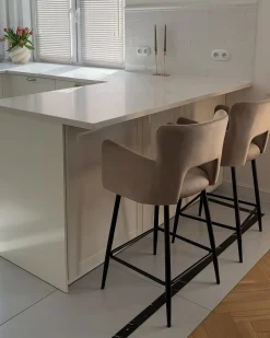 Sæt med 2 barstole SANILAC Velour Brungrå