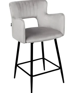 Sæt med 2 barstole SANILAC Velour Lysegrå