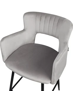 Sæt med 2 barstole SANILAC Velour Lysegrå