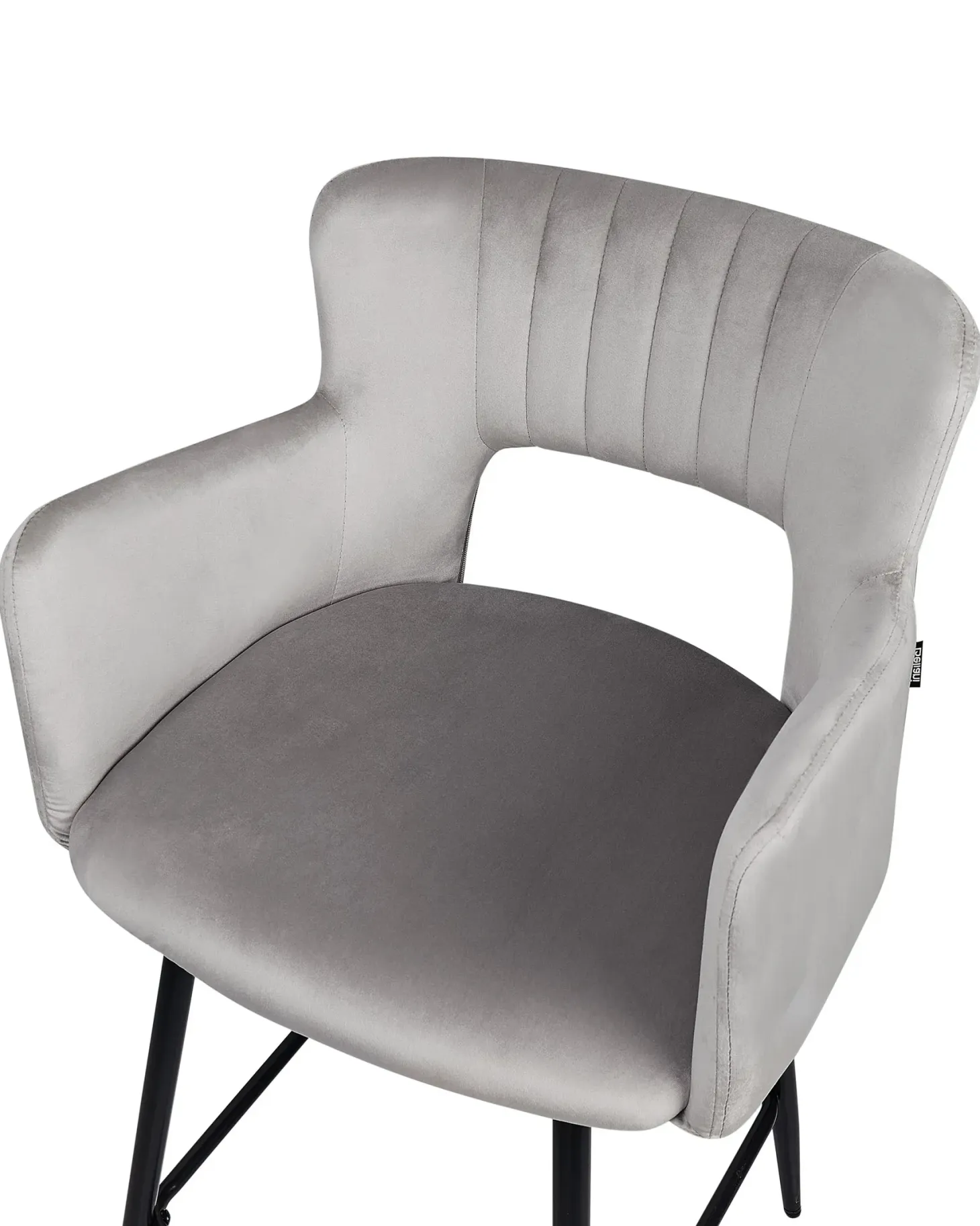Sæt med 2 barstole SANILAC Velour Lysegrå