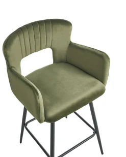 Sæt med 2 barstole SANILAC Velour Olivengrøn