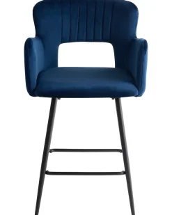 Sæt med 2 barstole SANILAC Velour Navy Blå
