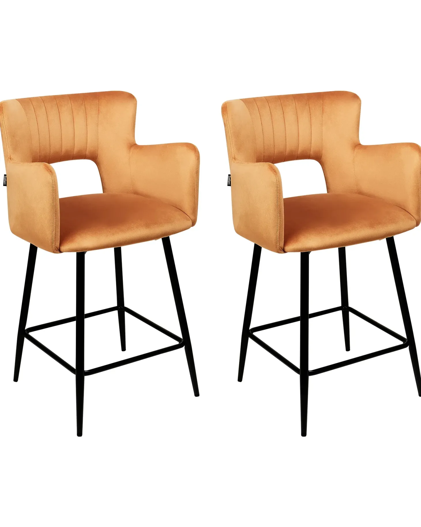 Sæt med 2 barstole SANILAC Velour Orange